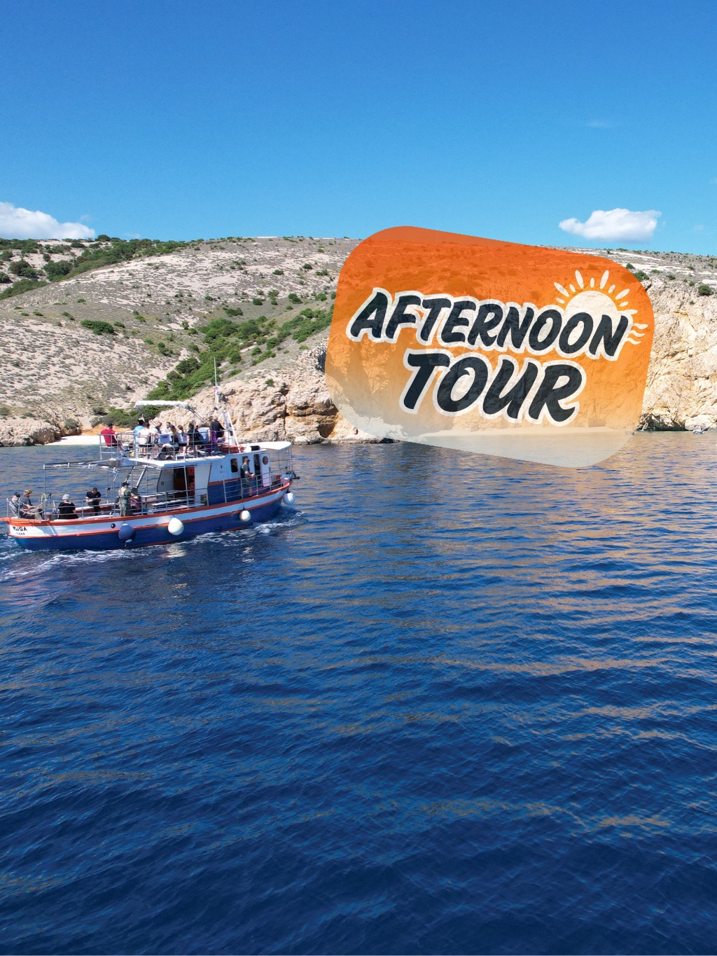 Afternoon - Golden Beach and Blue Cave Cruise
